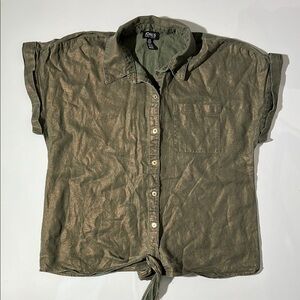 Jones New York Khaki Button-Up Blouse